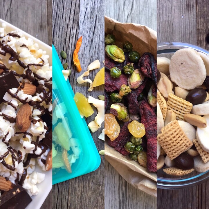 Four different trail mix combinations