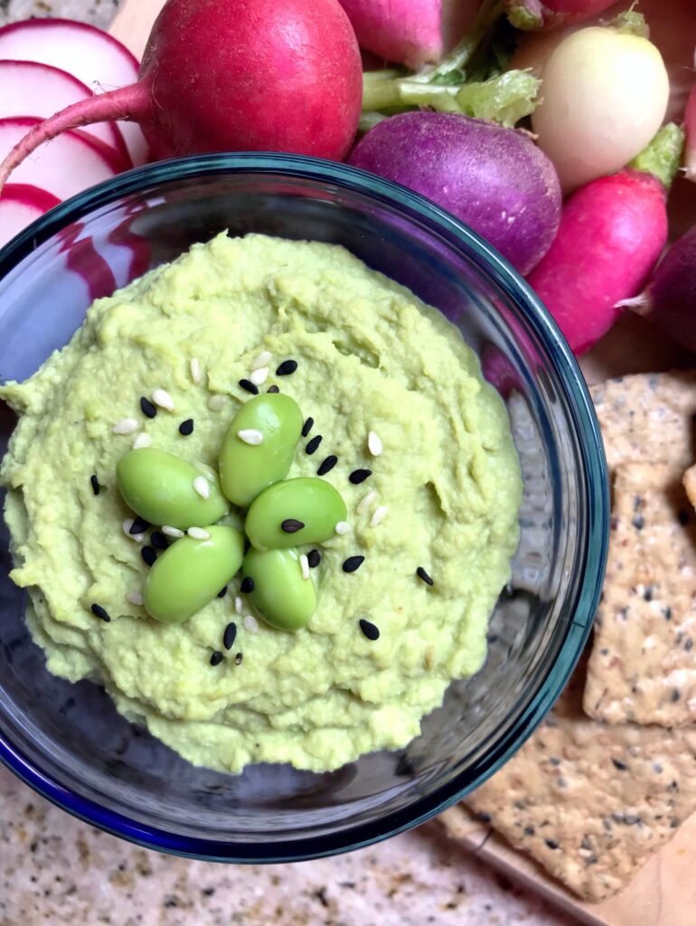 Overhead shot of Edamame Avocado Dip